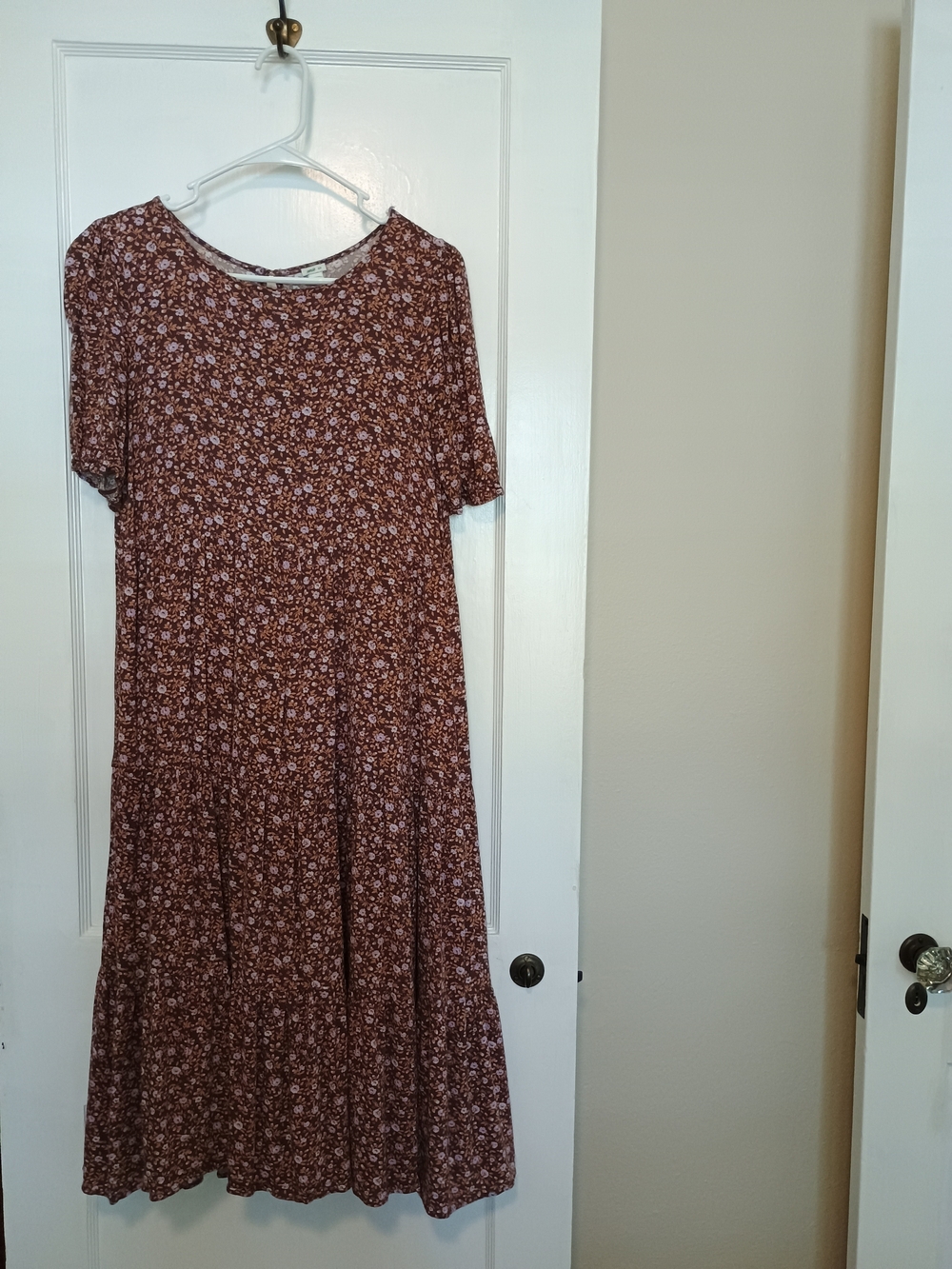 Aerie Floral Midi Dress Women's Large Cottagecore Puff Sleeve
